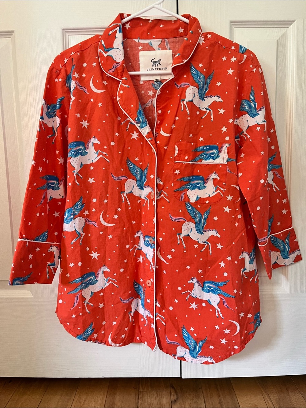 Printfresh Pegasus Organic Cotton Pajama Top – XS – Orange Coral Color